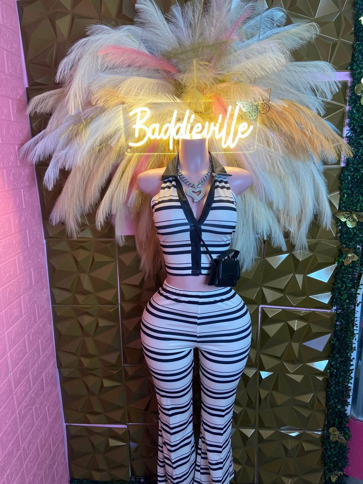 Black & White Striped Set