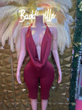 Burgundy Plunge Romper