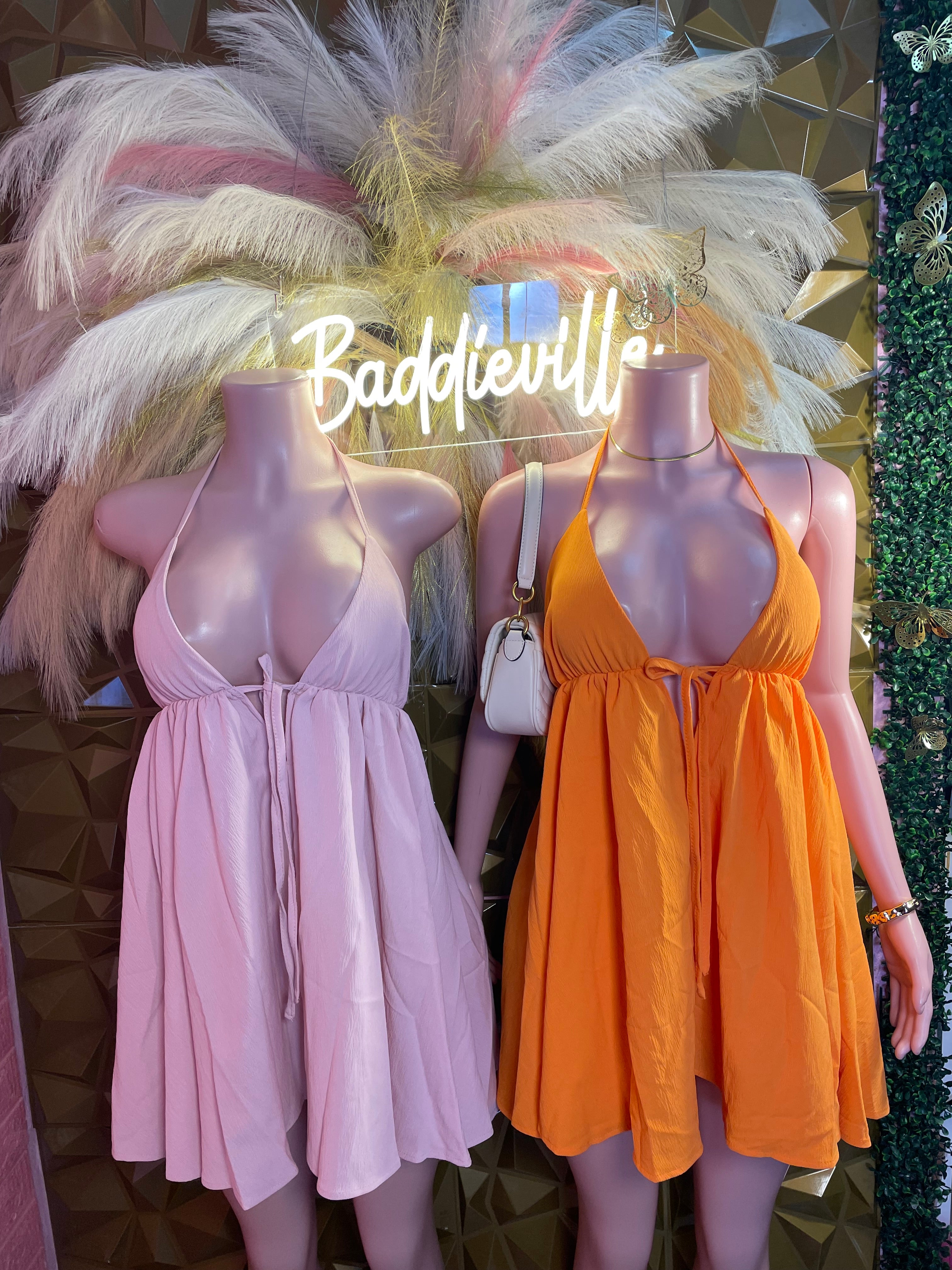 Baddie Sunset Halter Dress