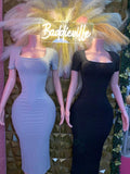 Sculpted Square Neck Midi Dress