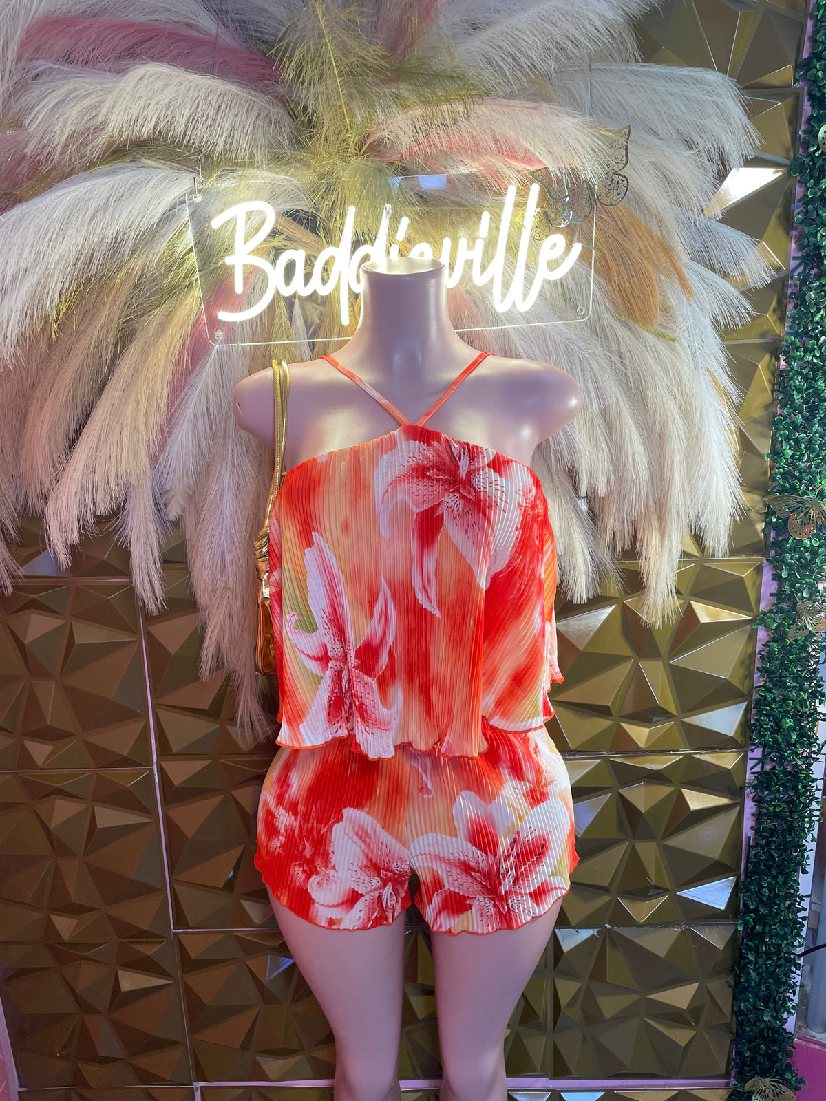 Baddie Bloom Pleated Romper