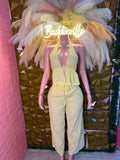 Yellow Gingham Halter Top & Wide-Leg Pants Set